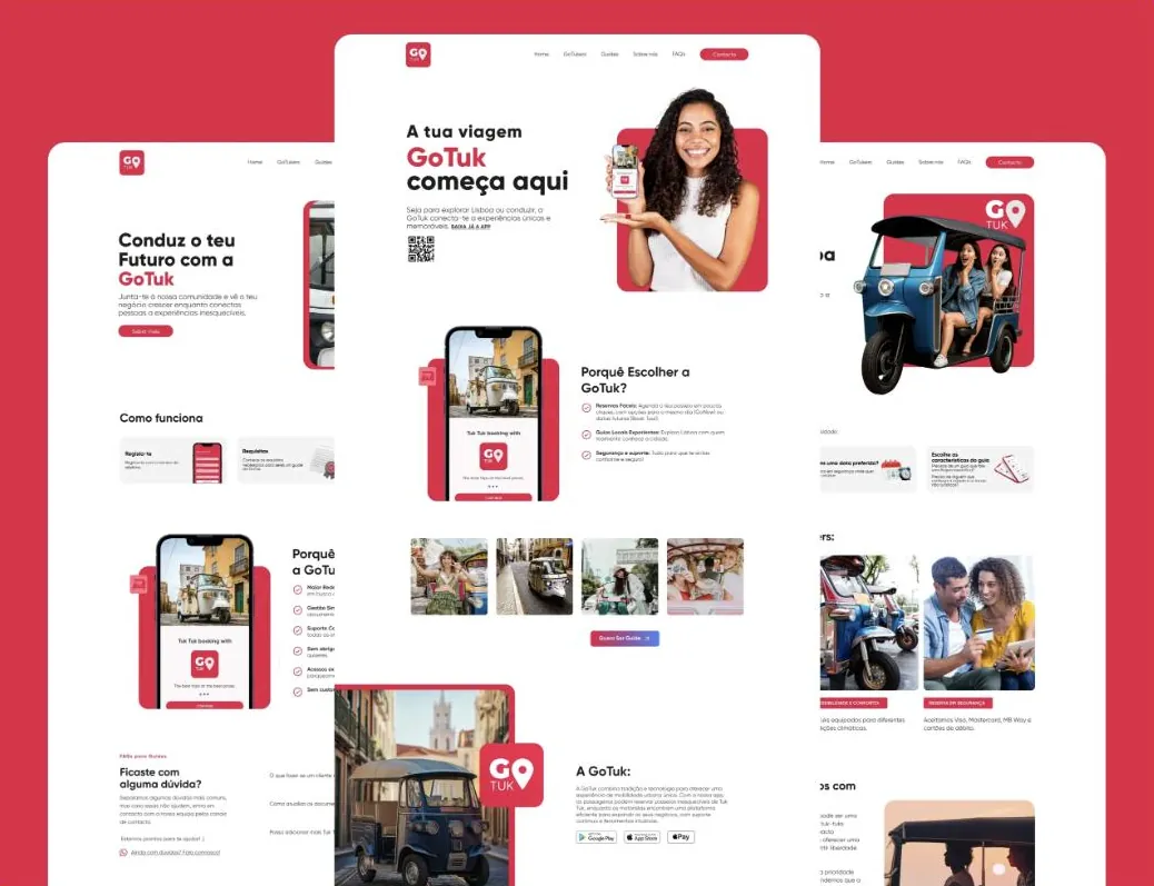 Screens of the Go Tuk website