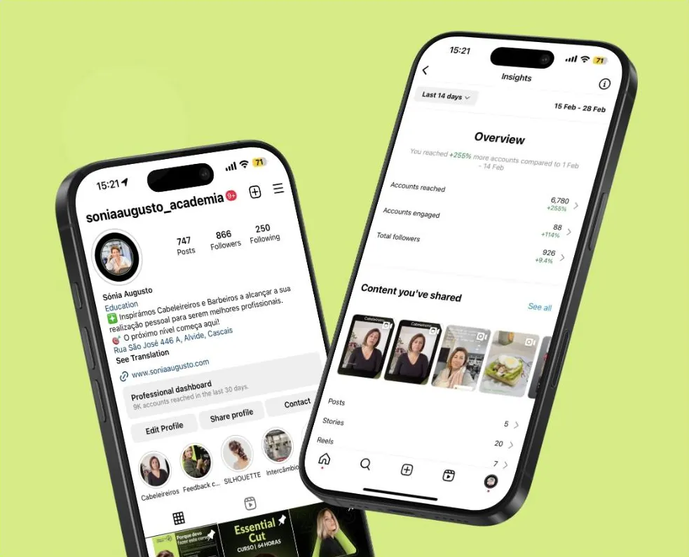 Screens of the Sónia Augusto website