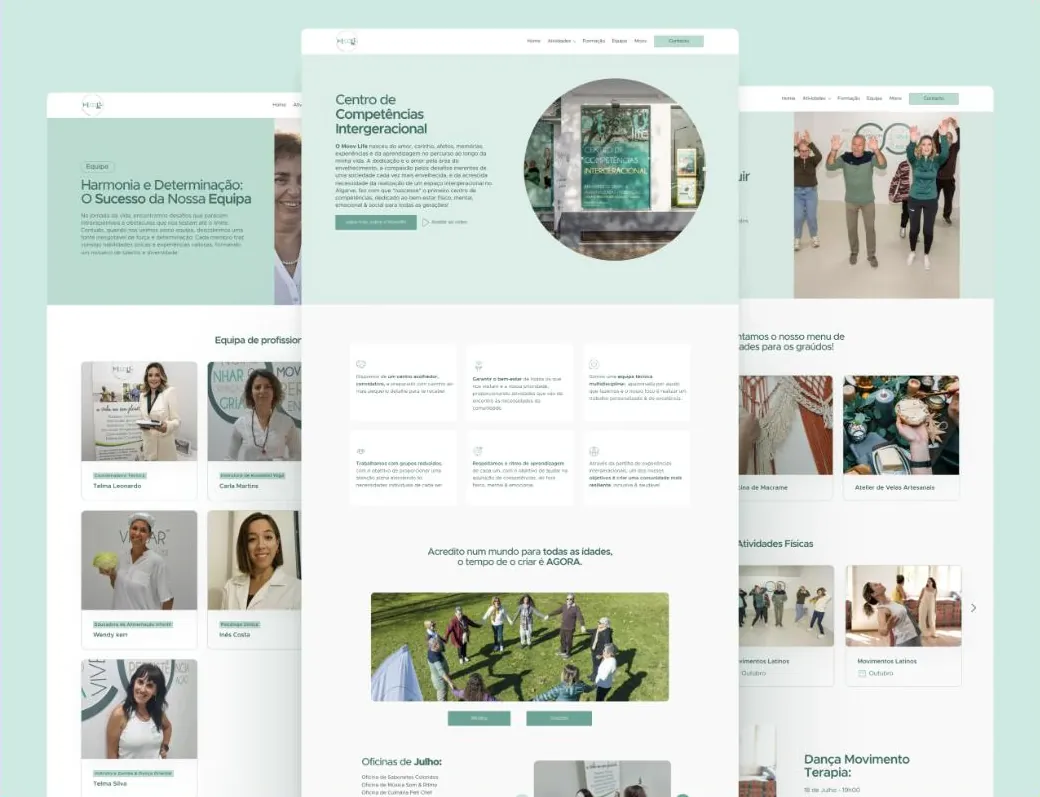 Screens of the Moov Life website