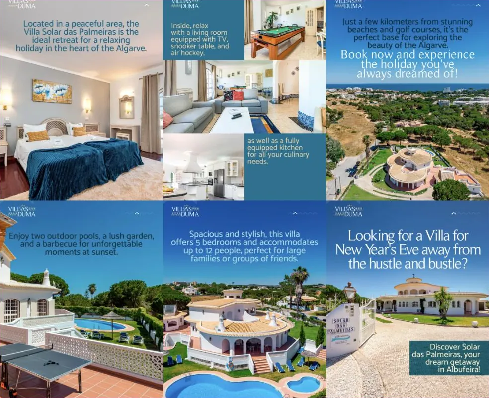 Screens of the Villas Duma website